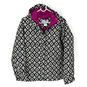 Columbia cottage core whimsy Houndstooth Jacket Vibrant Pink Interior raincoat